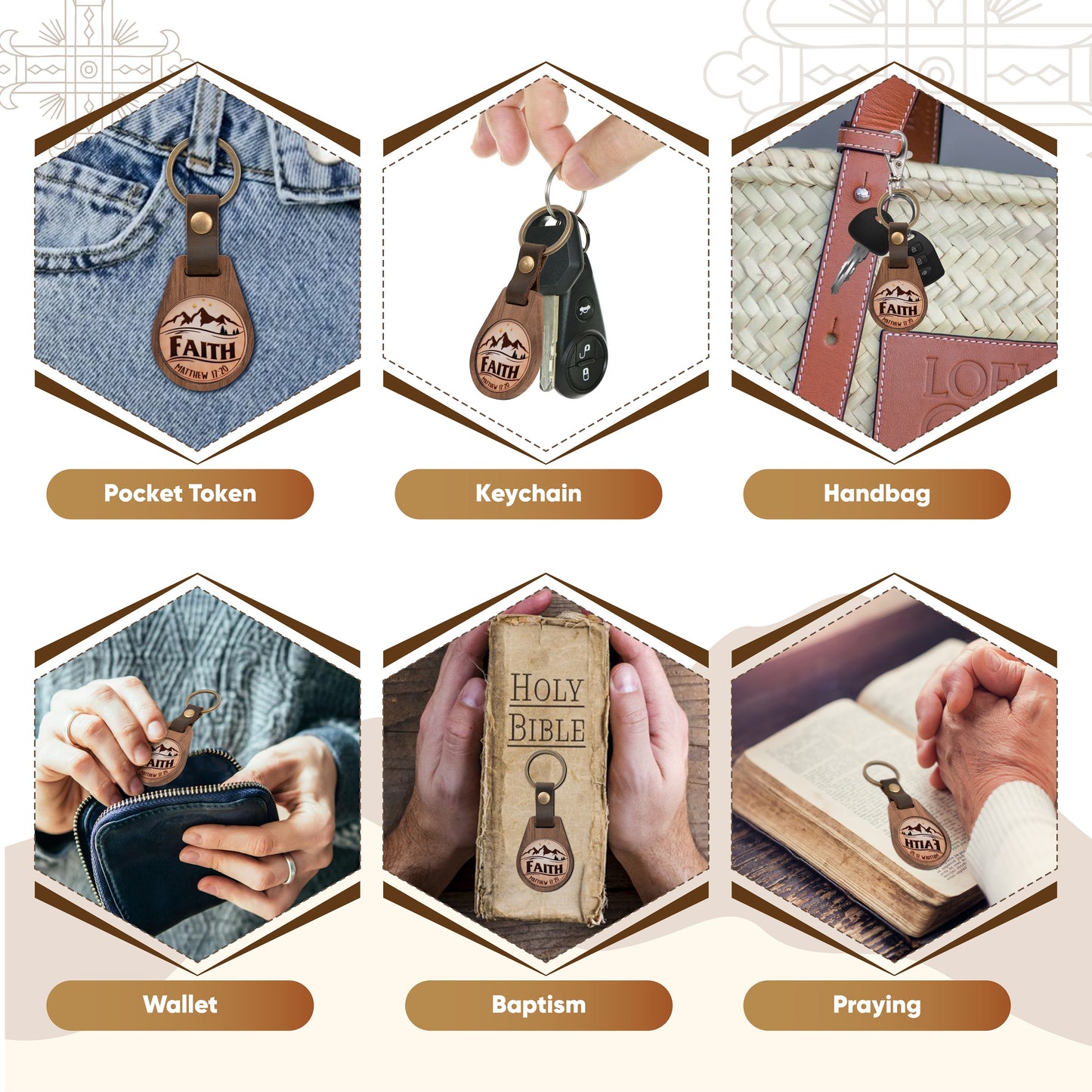 Wooden Keychain: Faith