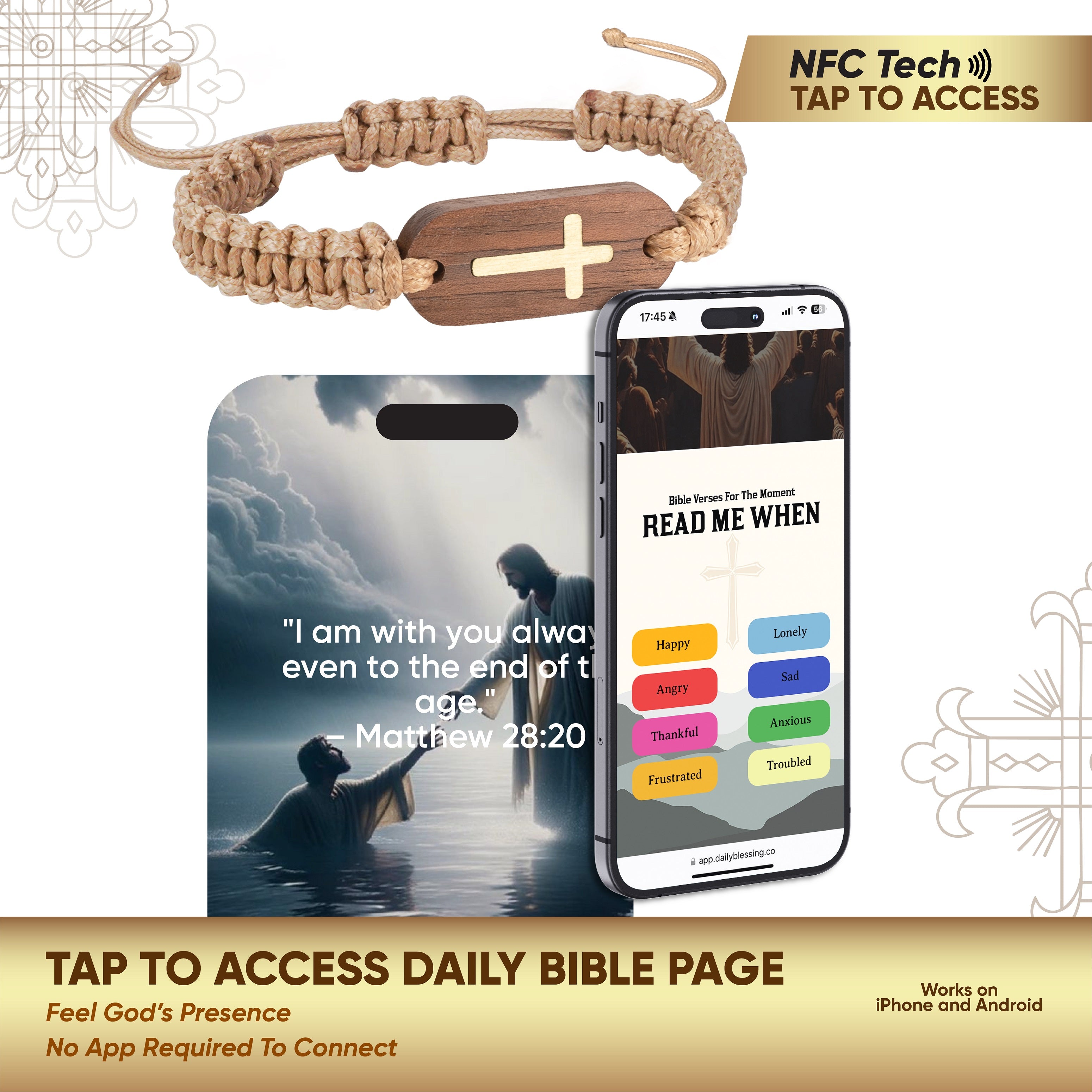 Wooden Bible Verse Bracelet: Cross