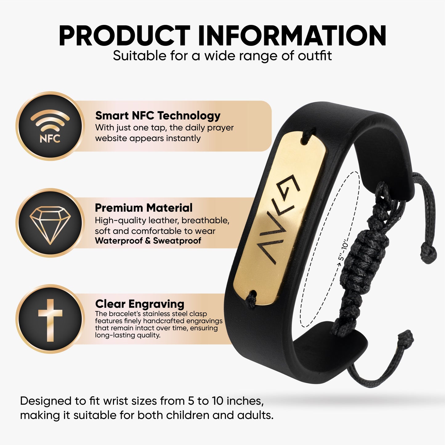 Leather Bible Verse Bracelet: God is Greater