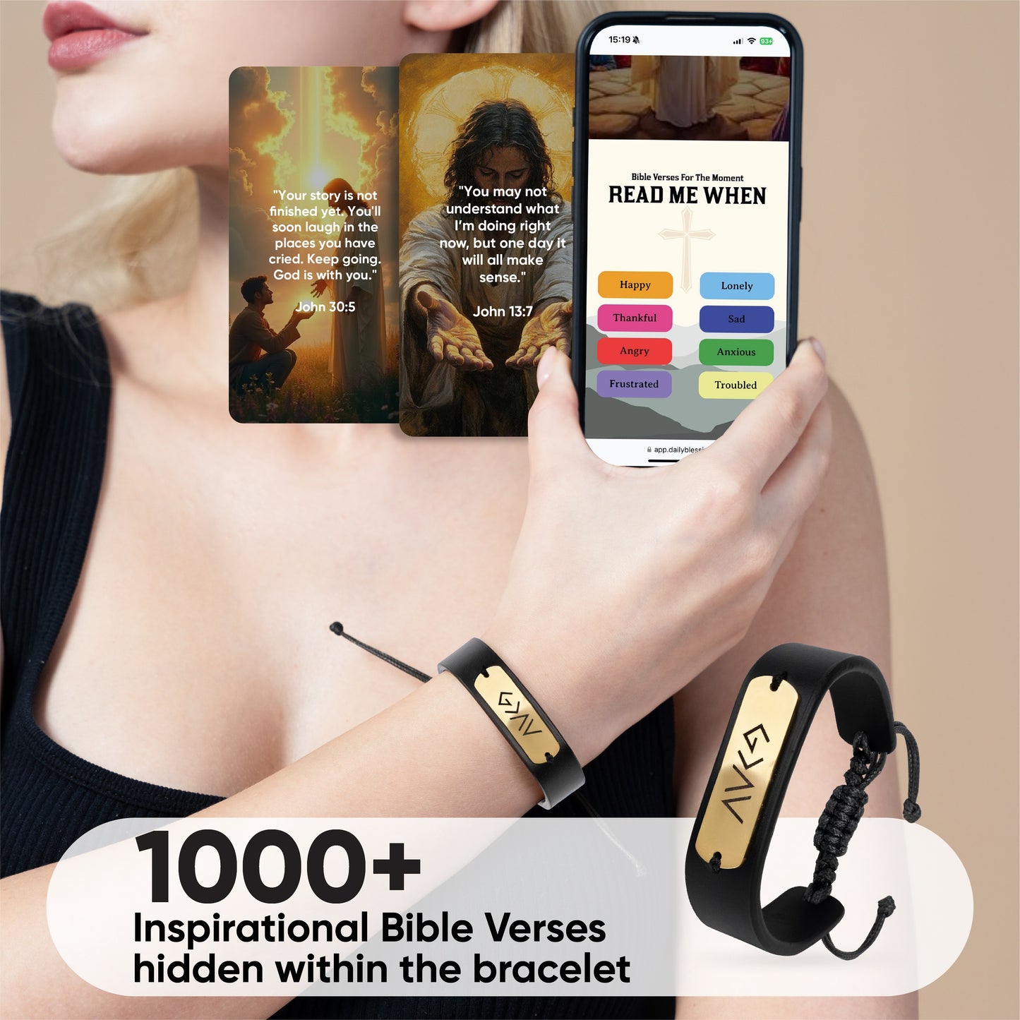 Leather Bible Verse Bracelet: God is Greater