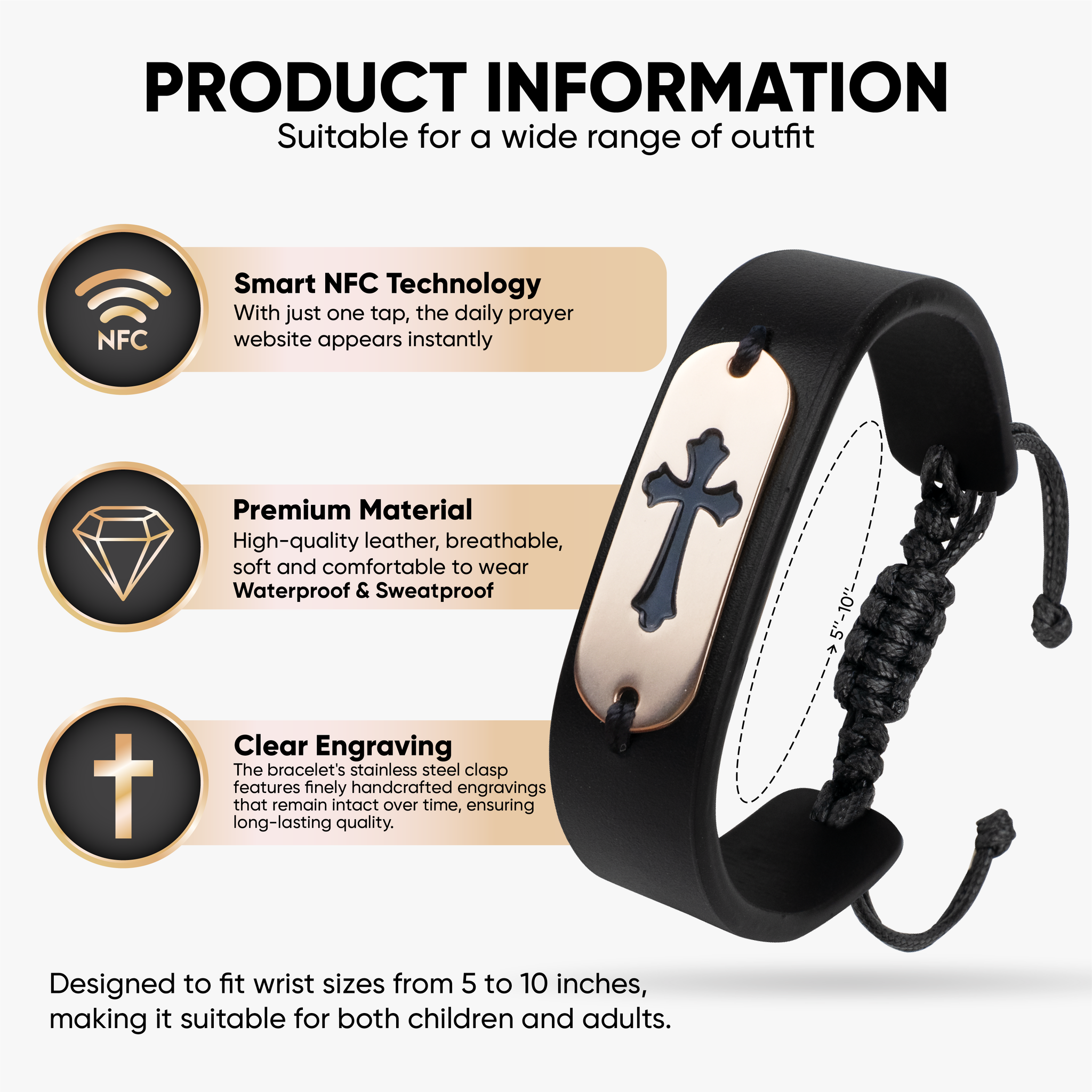 Bible Verse Bracelet: Shiny Matt Gold