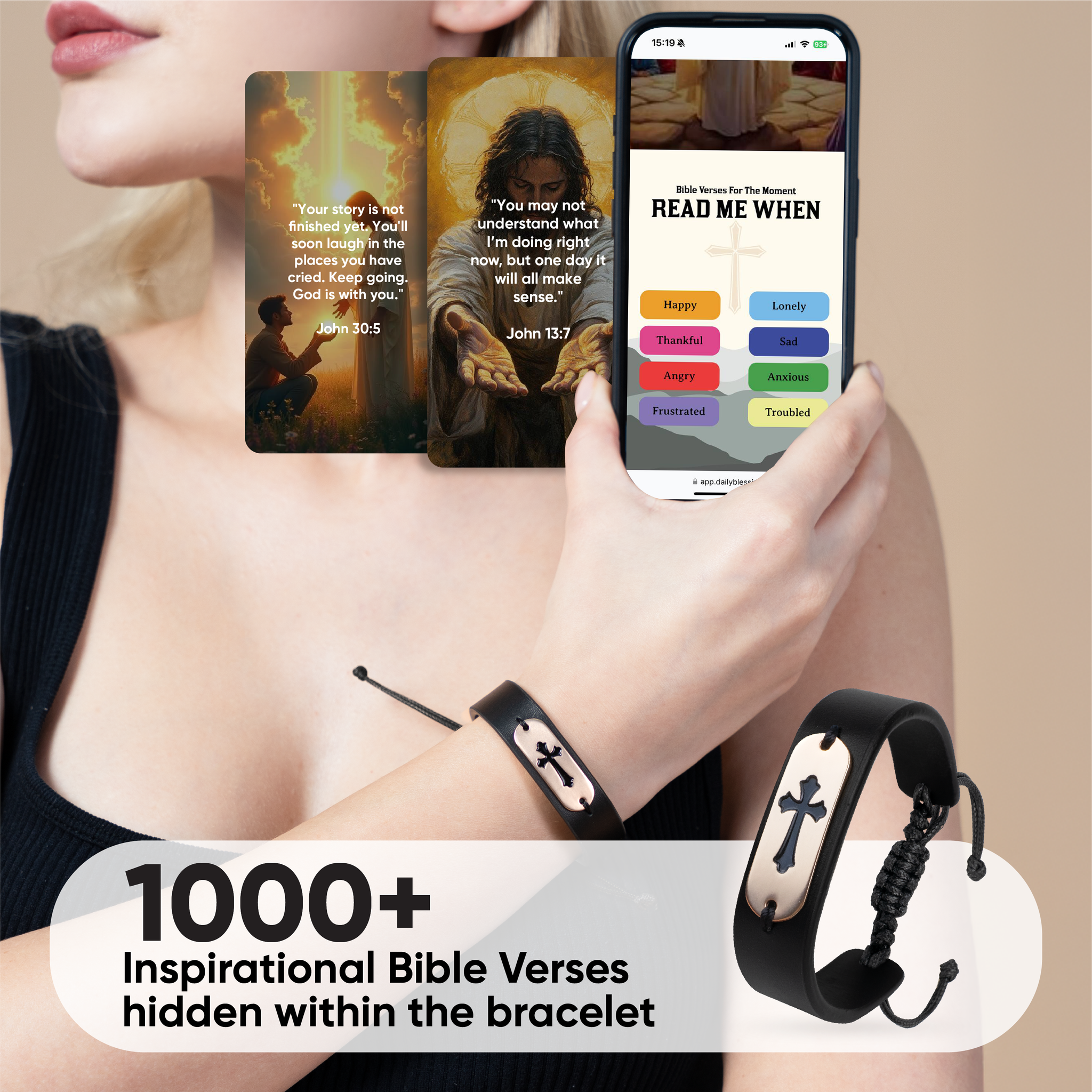 Bible Verse Bracelet: Shiny Matt Gold