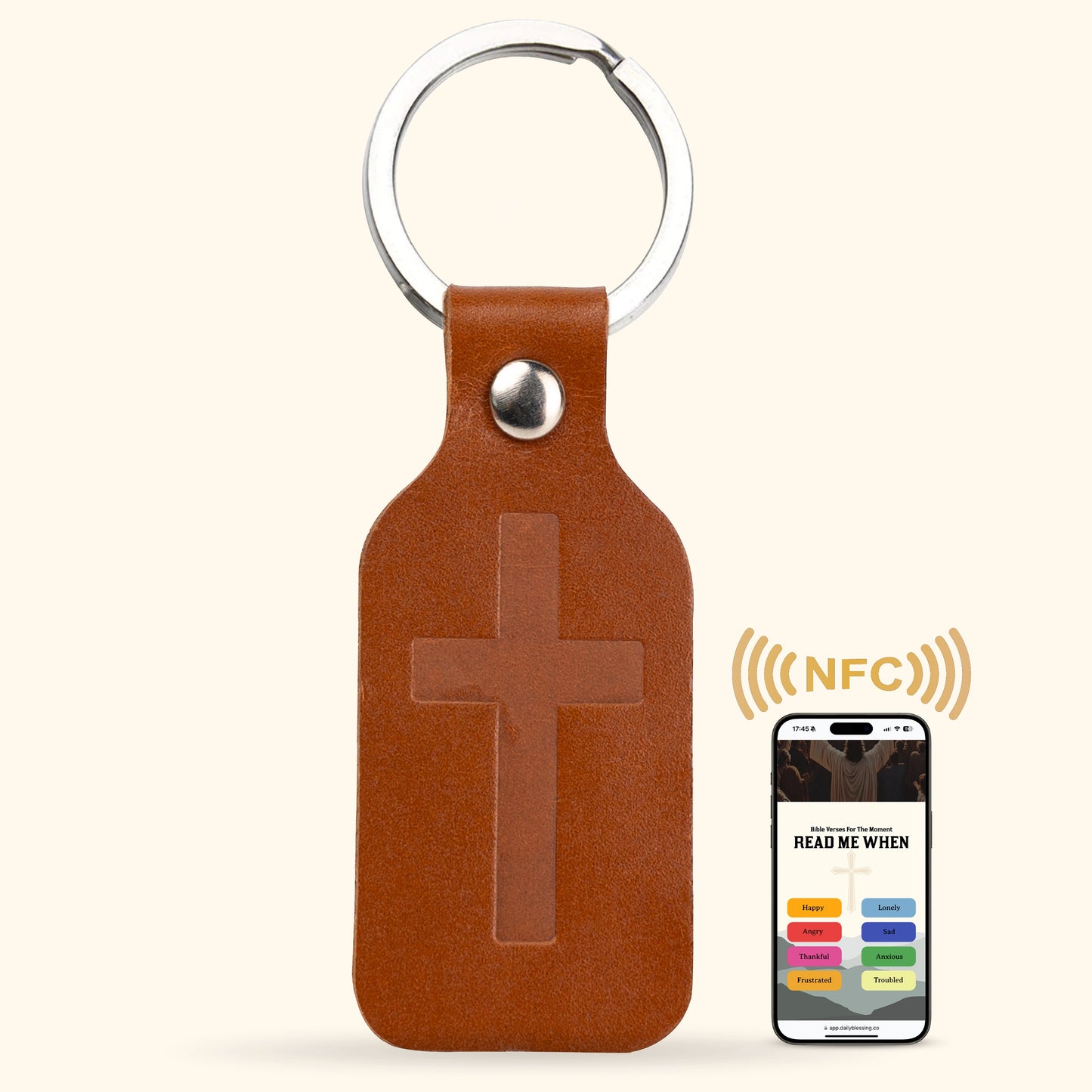 NFC Bible Verse Keychain: Black