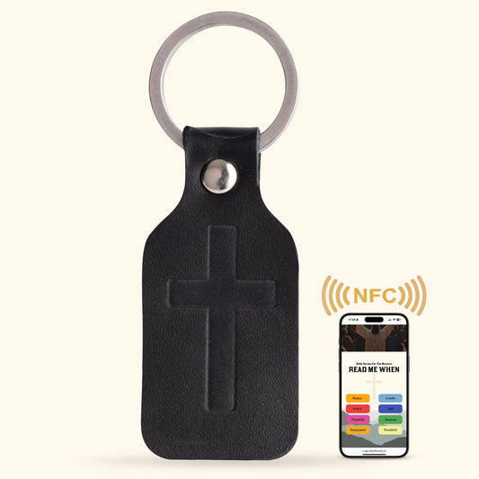 NFC Bible Verse Keychain: Black