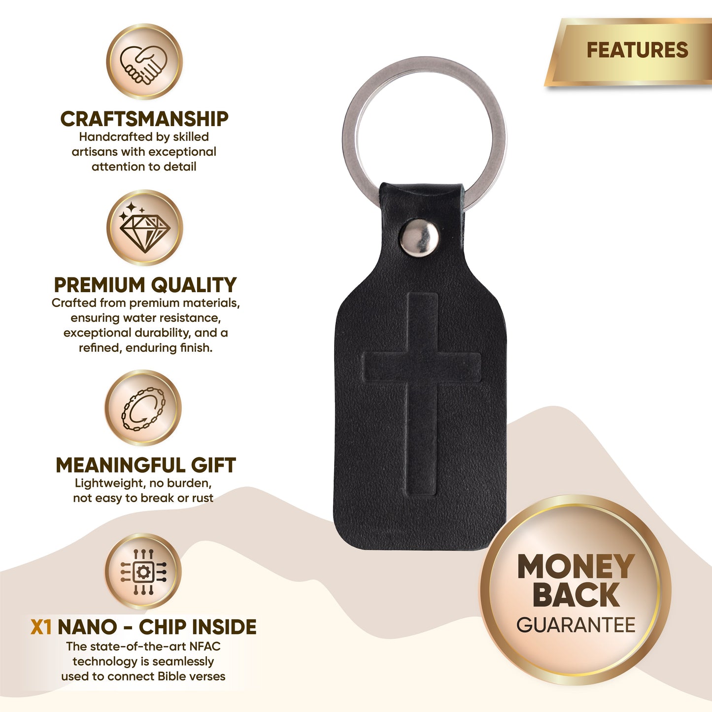 NFC Bible Verse Keychain: Black