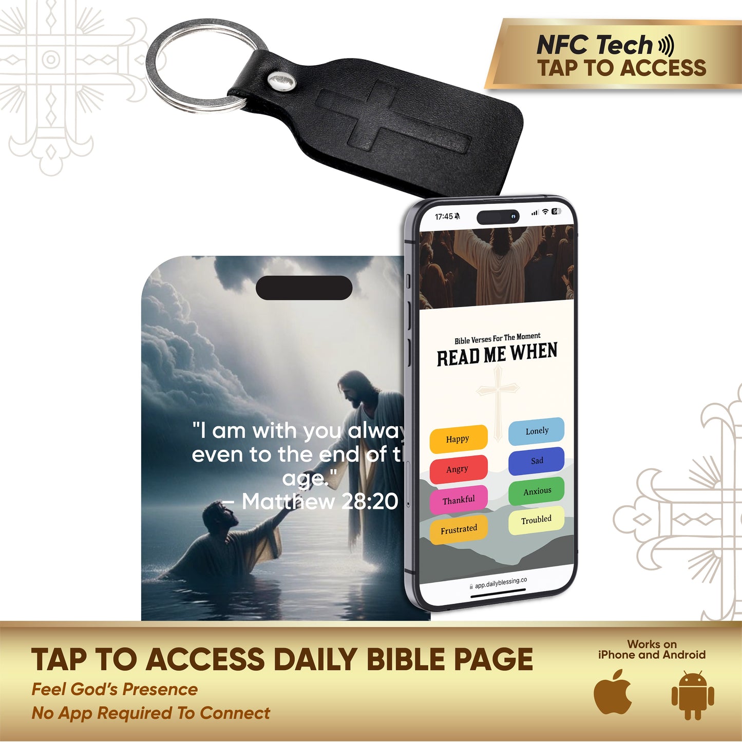 NFC Bible Verse Keychain: Black