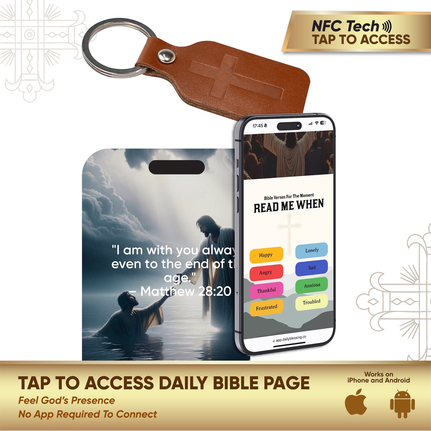 NFC Bible Verse Keychain: Black