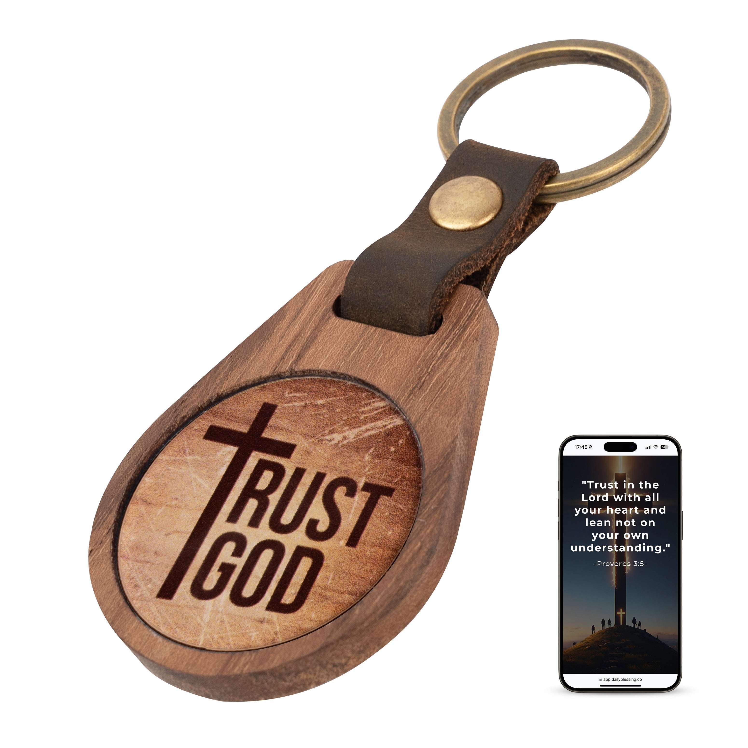 Wooden Keychain: Trust God