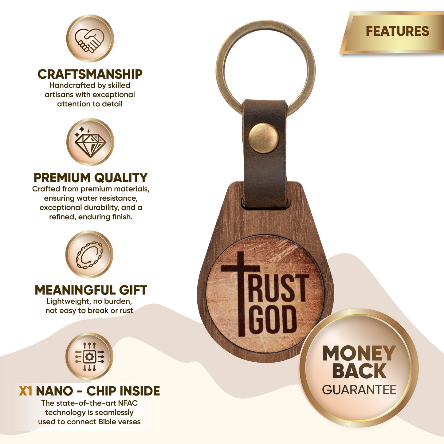 Wooden Keychain: Trust God