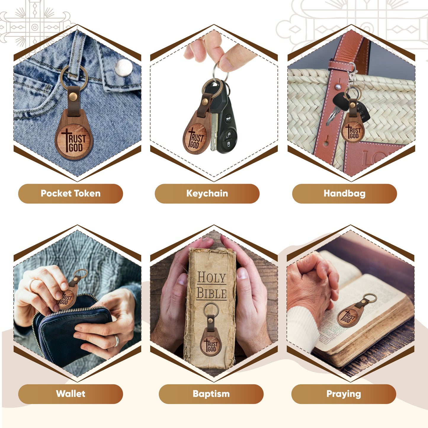 Wooden Keychain: Trust God