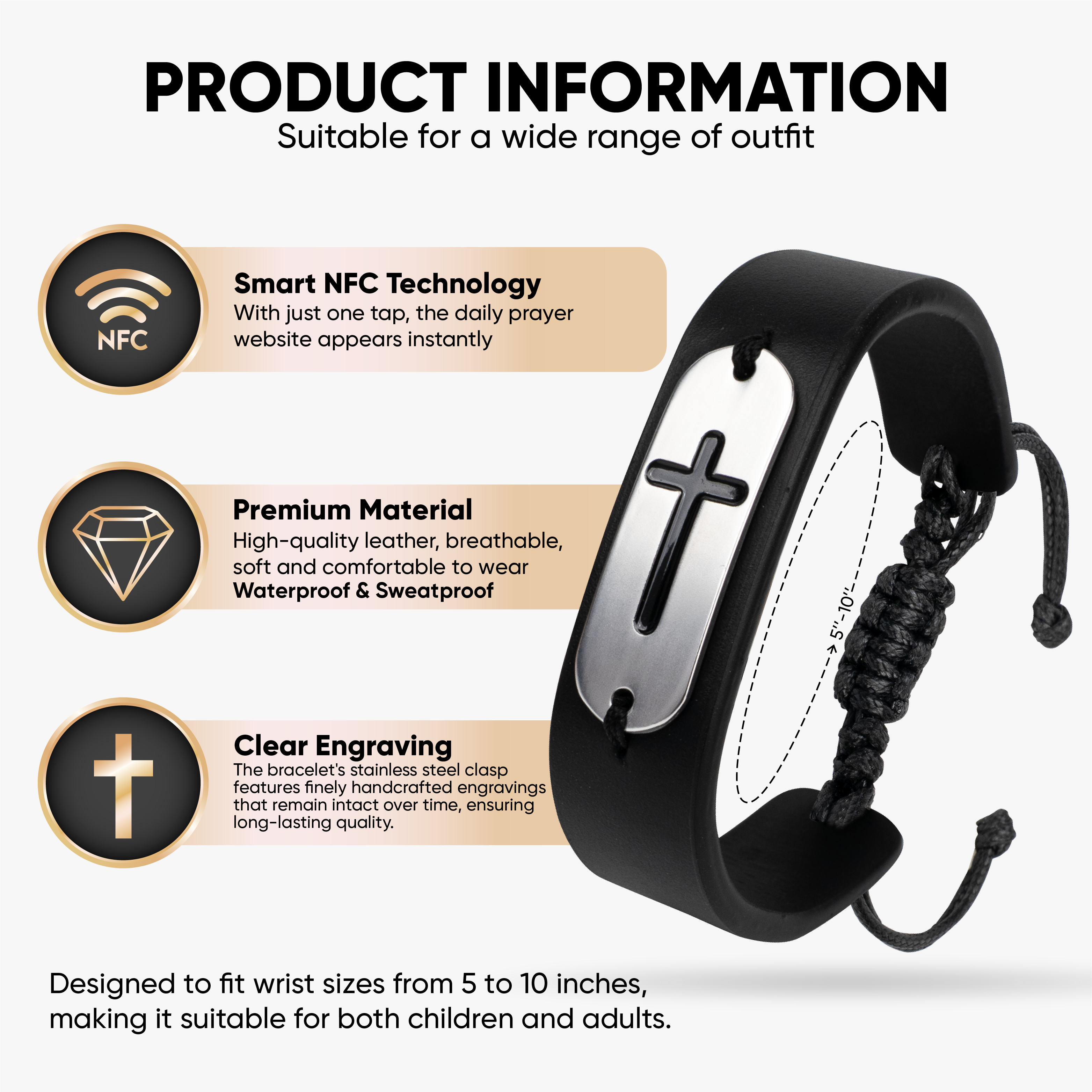 Bible Verse Bracelet: Black